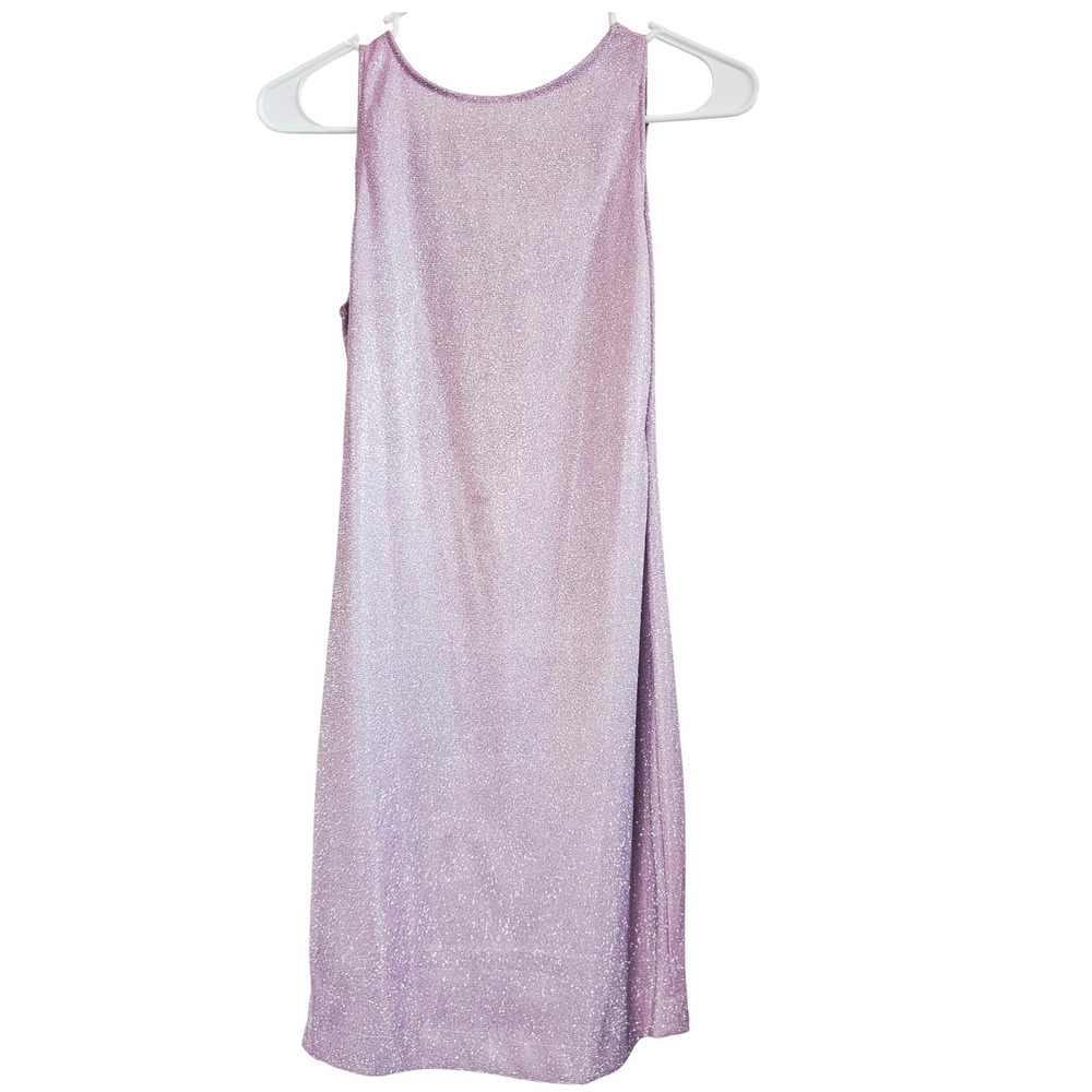 KPalma Lavender Metallic Glitter Scoop Sleeveless Bodycon Mini Dress Purple